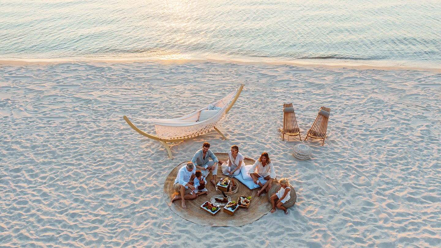 family on beach