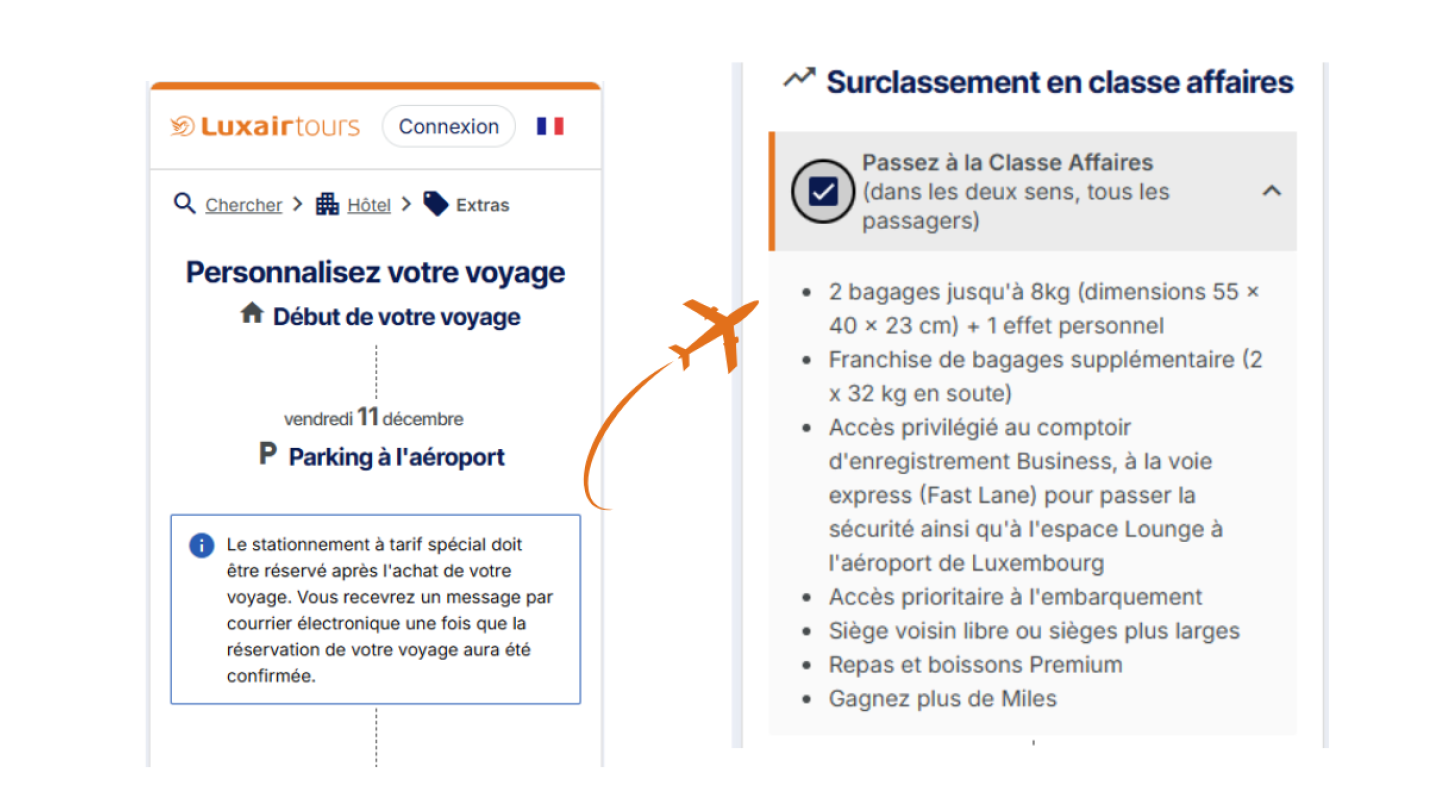 Luxairtours Classe Affaires - passez à la classe affaires